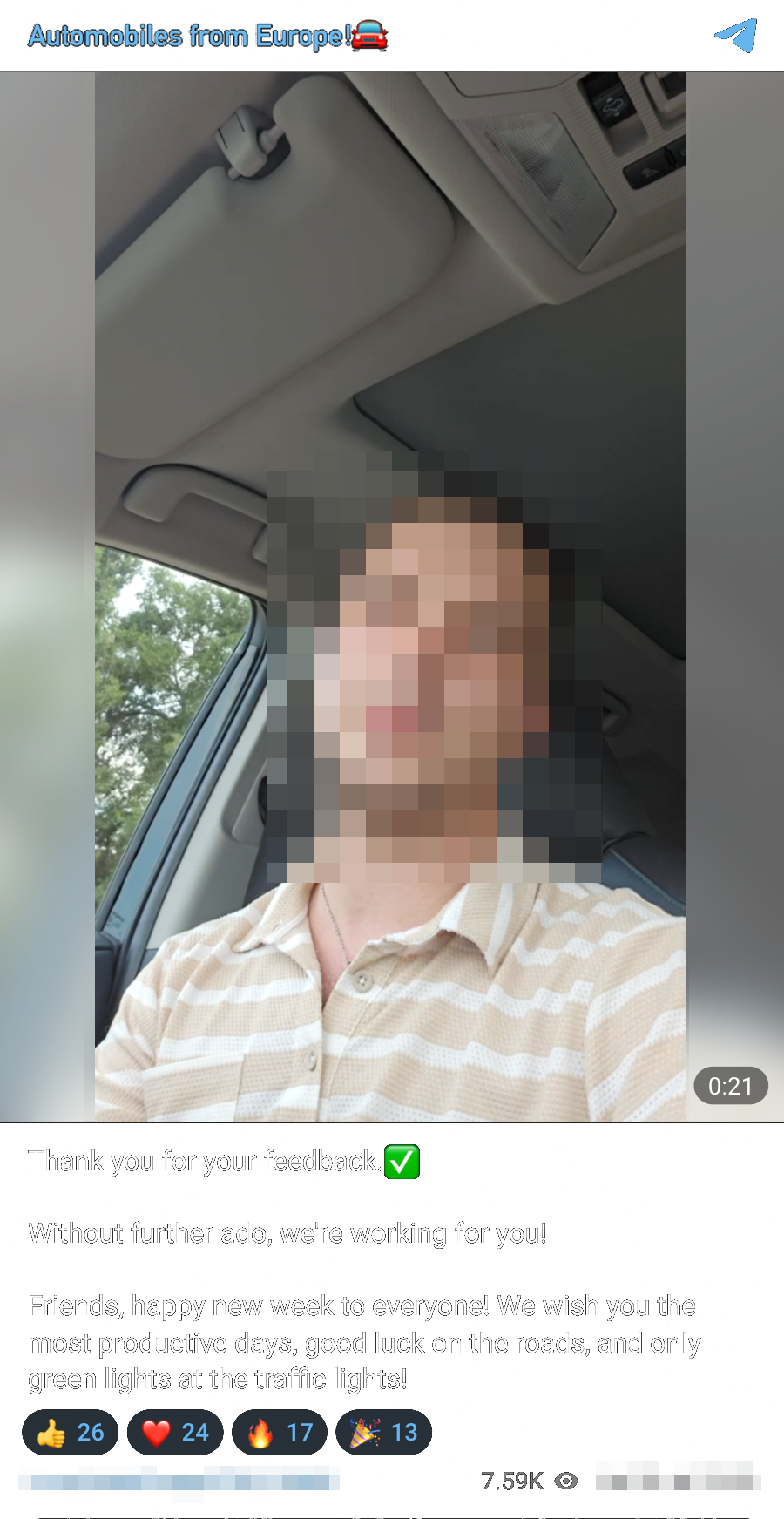 Videos of clients who have received their cars