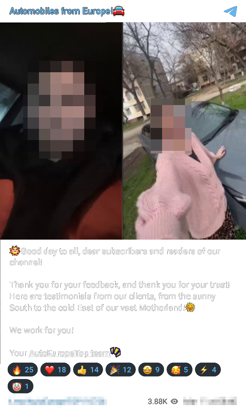 Videos of clients who have received their cars